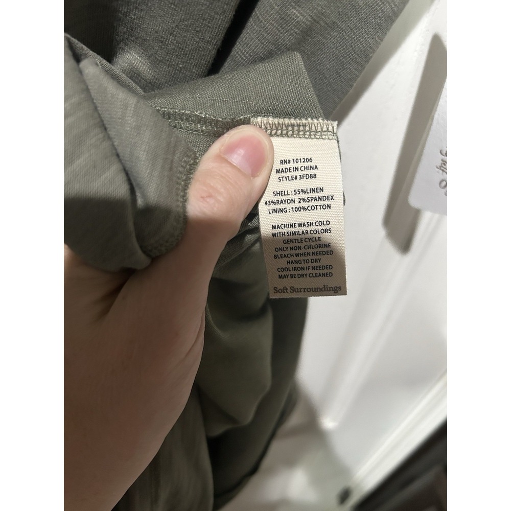 Soft Surroundings Winnie Linen Blend T-Shirt Dress olive green Petite XL NWT - Picture 5 of 7